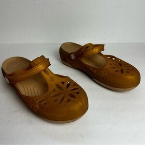 Crocs Isabella Clogs Women's Size 8 Shoes Floral Gold Orange DISCONTINUED